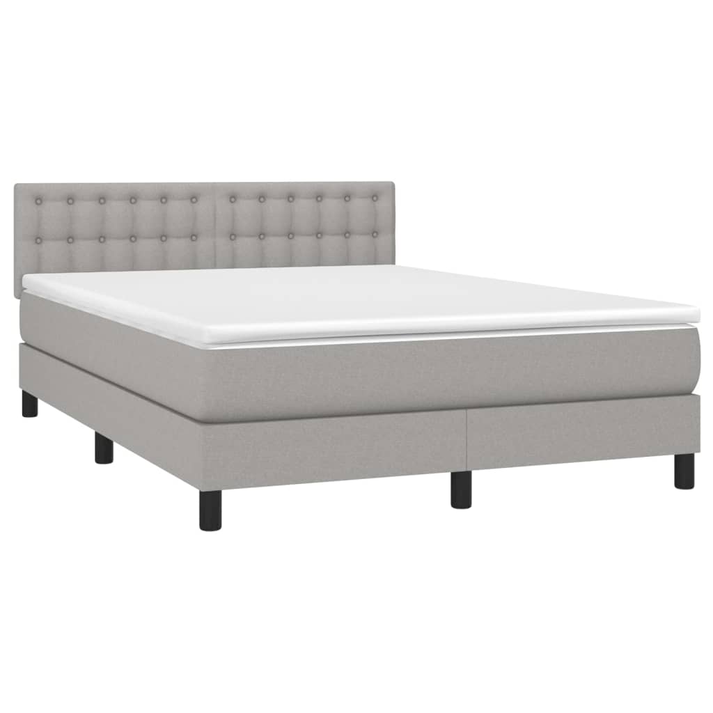 Boxspring met matras en LED stof lichtgrijs 140x190 cm is nu te koop bij PeponiXL, paradijselijk wonen!