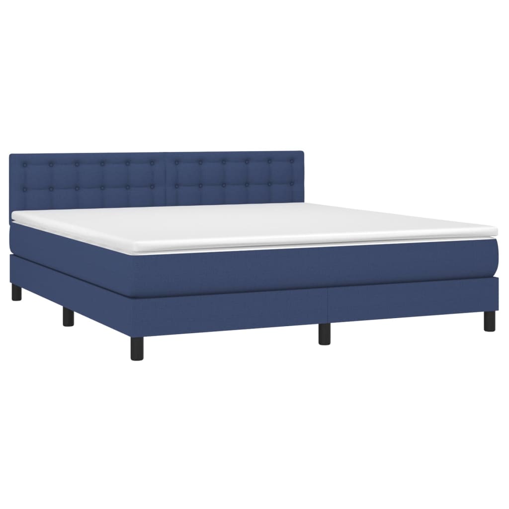 Boxspring met matras en LED stof blauw 160x200 cm is nu te koop bij PeponiXL, paradijselijk wonen!