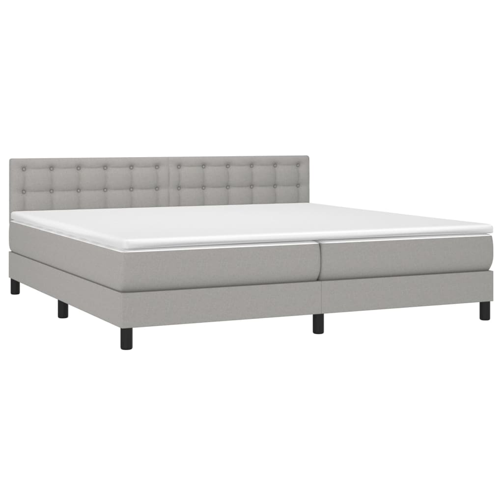 Boxspring met matras en LED stof lichtgrijs 200x200 cm is nu te koop bij PeponiXL, paradijselijk wonen!