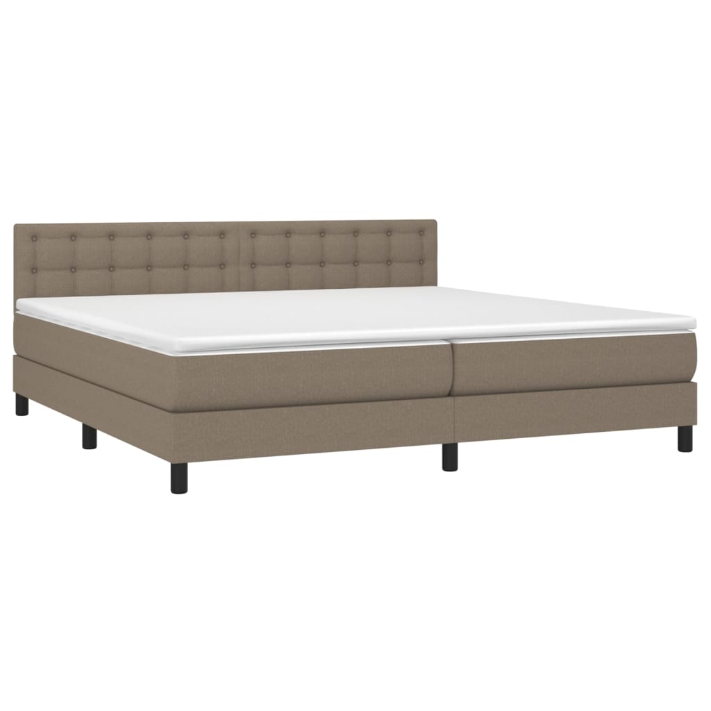 Boxspring met matras en LED stof taupe 200x200 cm is nu te koop bij PeponiXL, paradijselijk wonen!