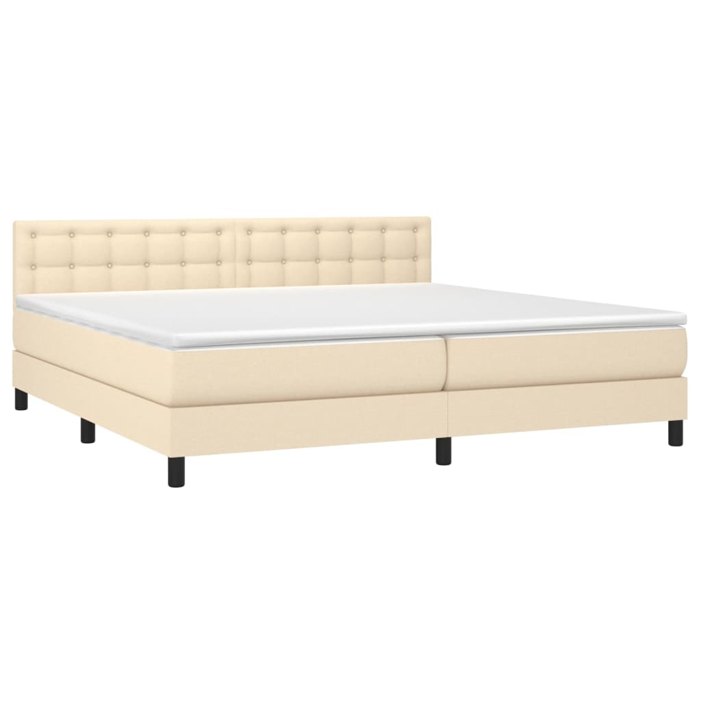Boxspring met matras en LED stof crèmekleurig 200x200 cm is nu te koop bij PeponiXL, paradijselijk wonen!
