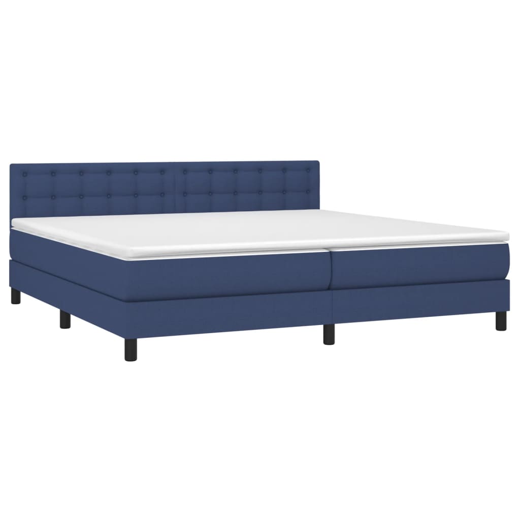 Boxspring met matras en LED stof blauw 200x200 cm is nu te koop bij PeponiXL, paradijselijk wonen!