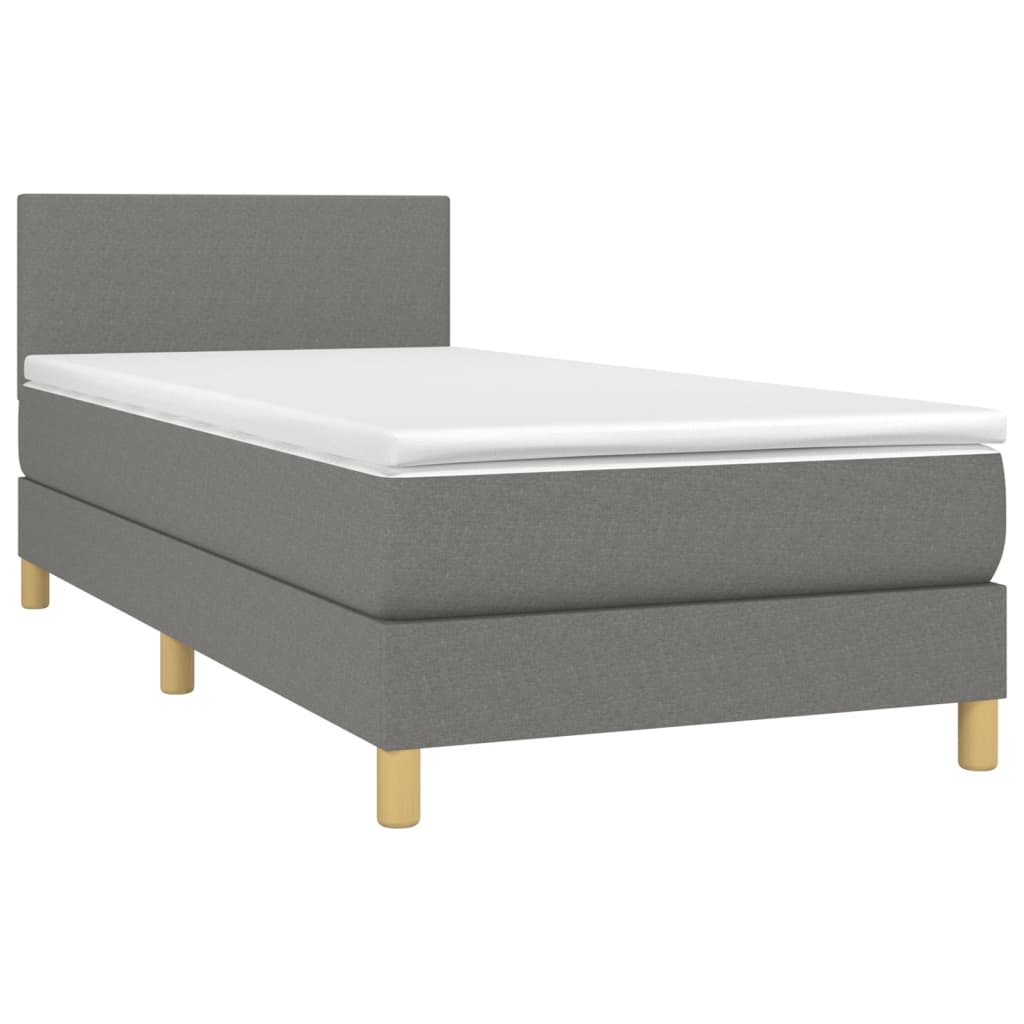 Boxspring met matras en LED stof donkergrijs 90x190 cm is nu te koop bij PeponiXL, paradijselijk wonen!