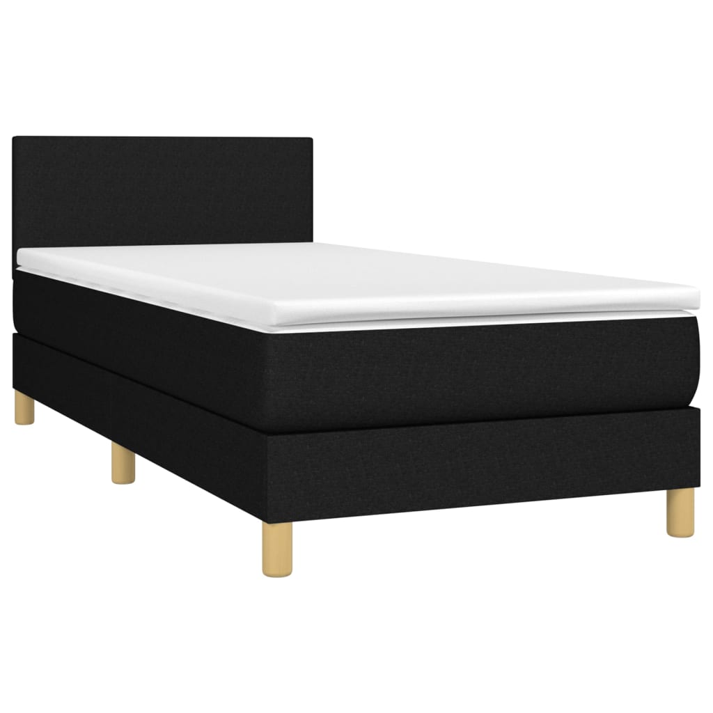 Boxspring met matras en LED stof zwart 90x190 cm is nu te koop bij PeponiXL, paradijselijk wonen!