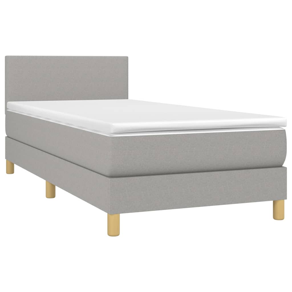 Boxspring met matras en LED stof lichtgrijs 100x200 cm is nu te koop bij PeponiXL, paradijselijk wonen!