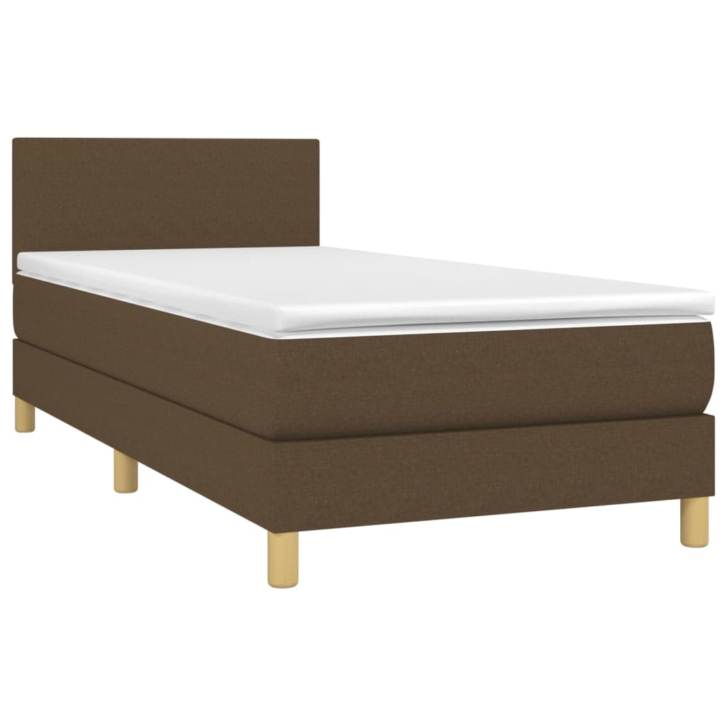 Boxspring met matras en LED stof donkerbruin 100x200 cm is nu te koop bij PeponiXL, paradijselijk wonen!