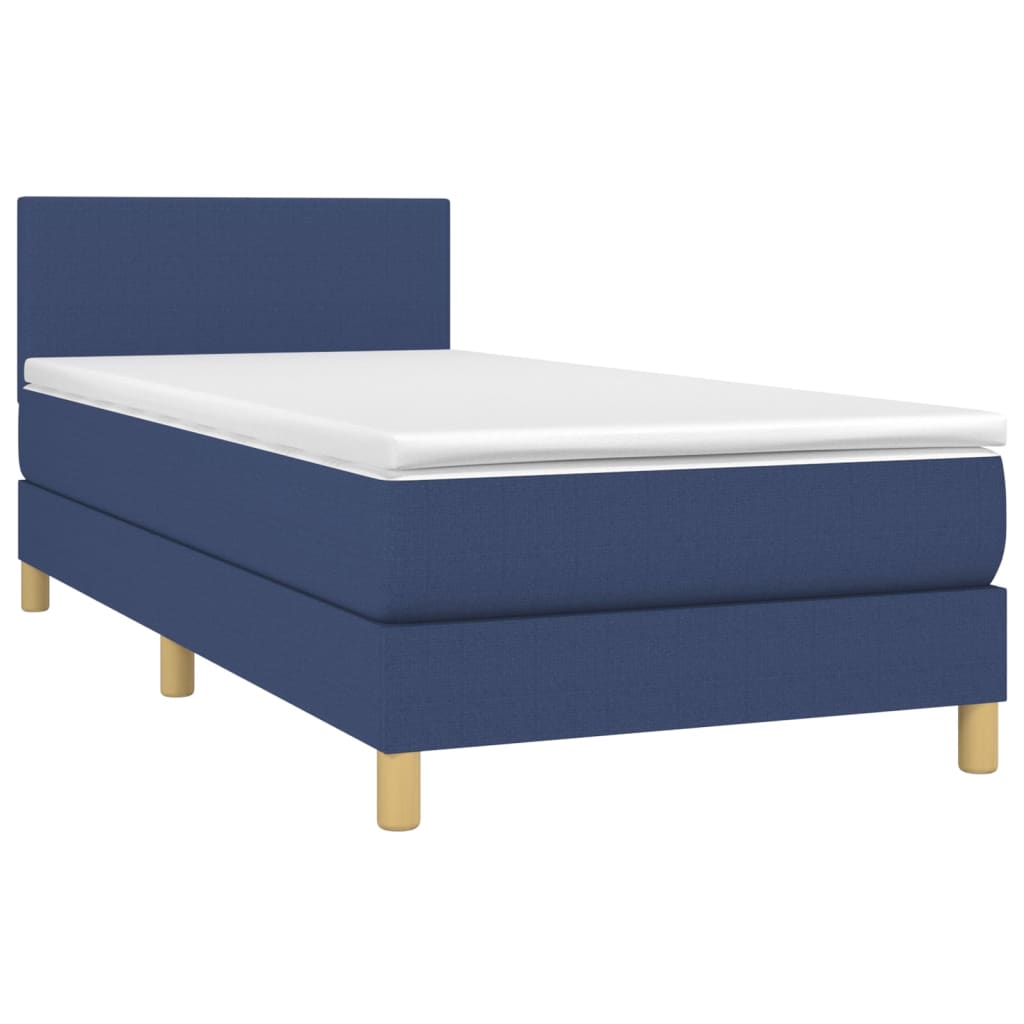 Boxspring met matras en LED stof blauw 100x200 cm is nu te koop bij PeponiXL, paradijselijk wonen!