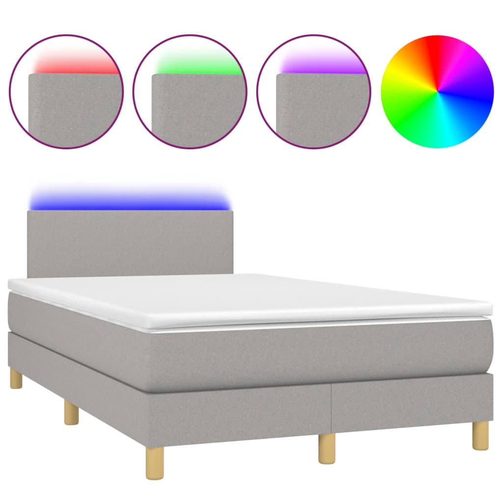 Boxspring met matras en LED stof lichtgrijs 120x200 cm is nu te koop bij PeponiXL, paradijselijk wonen!