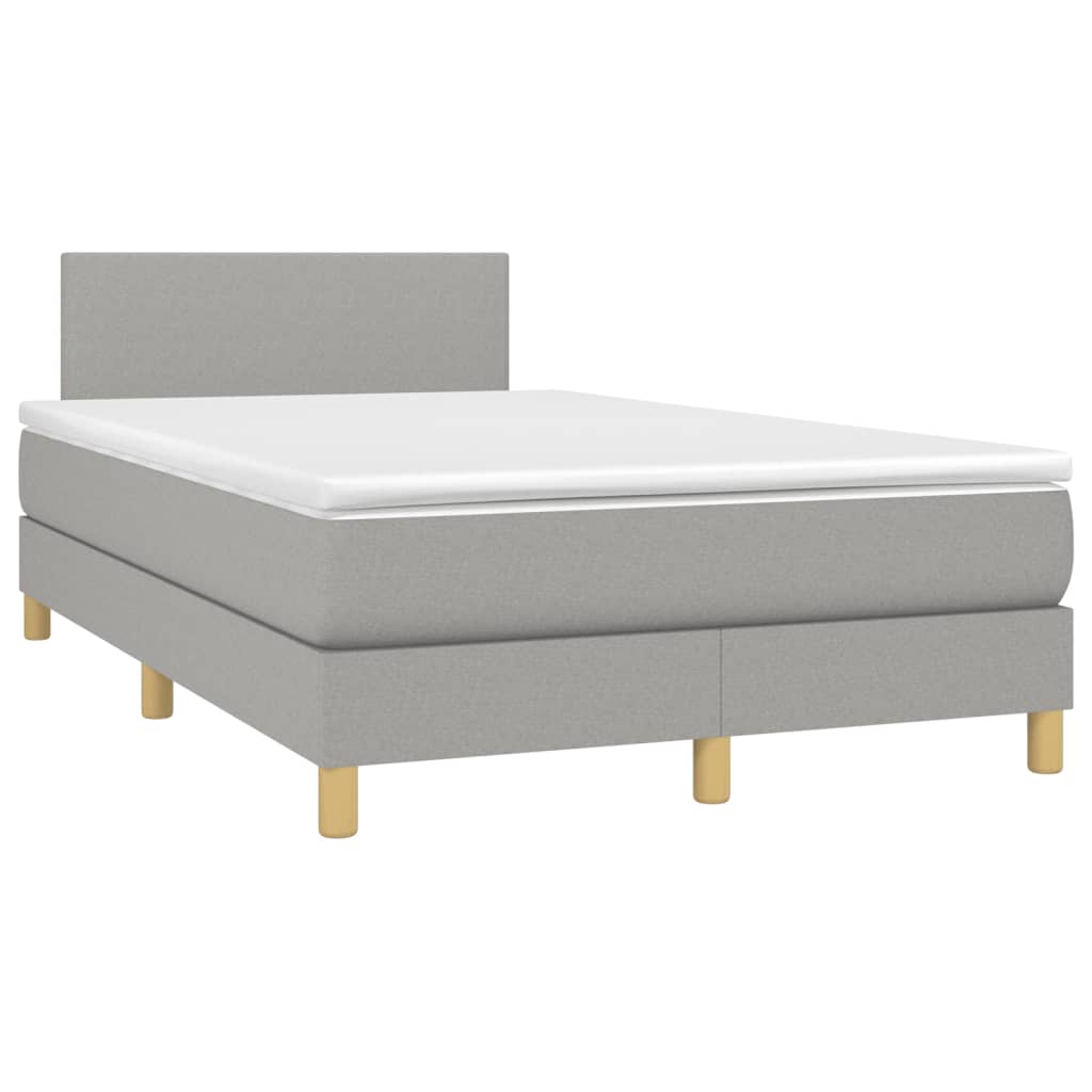 Boxspring met matras en LED stof lichtgrijs 120x200 cm is nu te koop bij PeponiXL, paradijselijk wonen!
