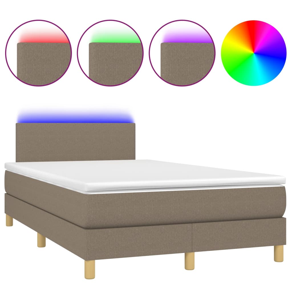 Boxspring met matras en LED stof taupe 120x200 cm is nu te koop bij PeponiXL, paradijselijk wonen!
