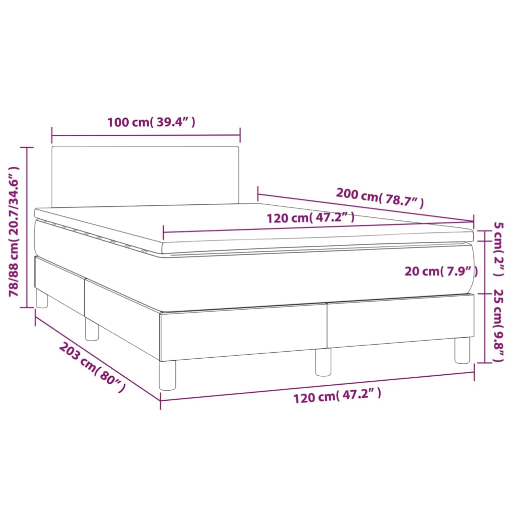 Boxspring met matras en LED stof taupe 120x200 cm is nu te koop bij PeponiXL, paradijselijk wonen!