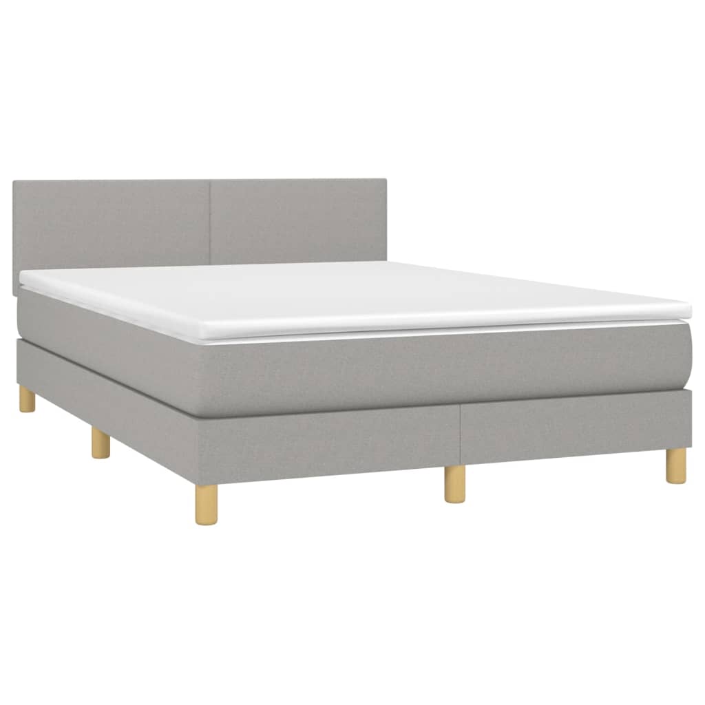 Boxspring met matras en LED stof lichtgrijs 140x190 cm is nu te koop bij PeponiXL, paradijselijk wonen!
