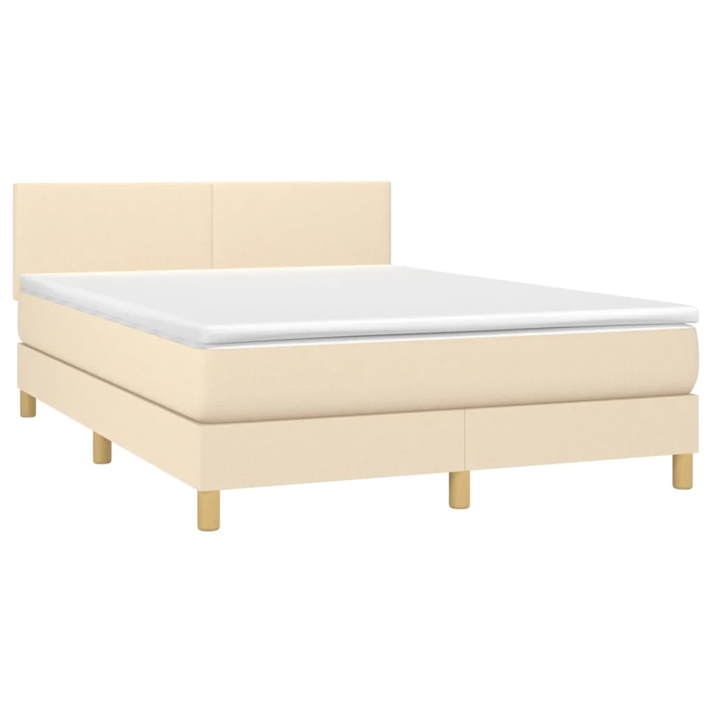 Boxspring met matras en LED stof crèmekleurig 140x190 cm is nu te koop bij PeponiXL, paradijselijk wonen!