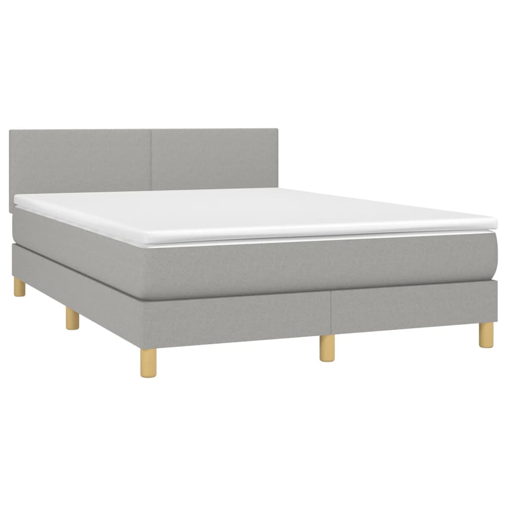 Boxspring met matras en LED stof lichtgrijs 140x200 cm is nu te koop bij PeponiXL, paradijselijk wonen!
