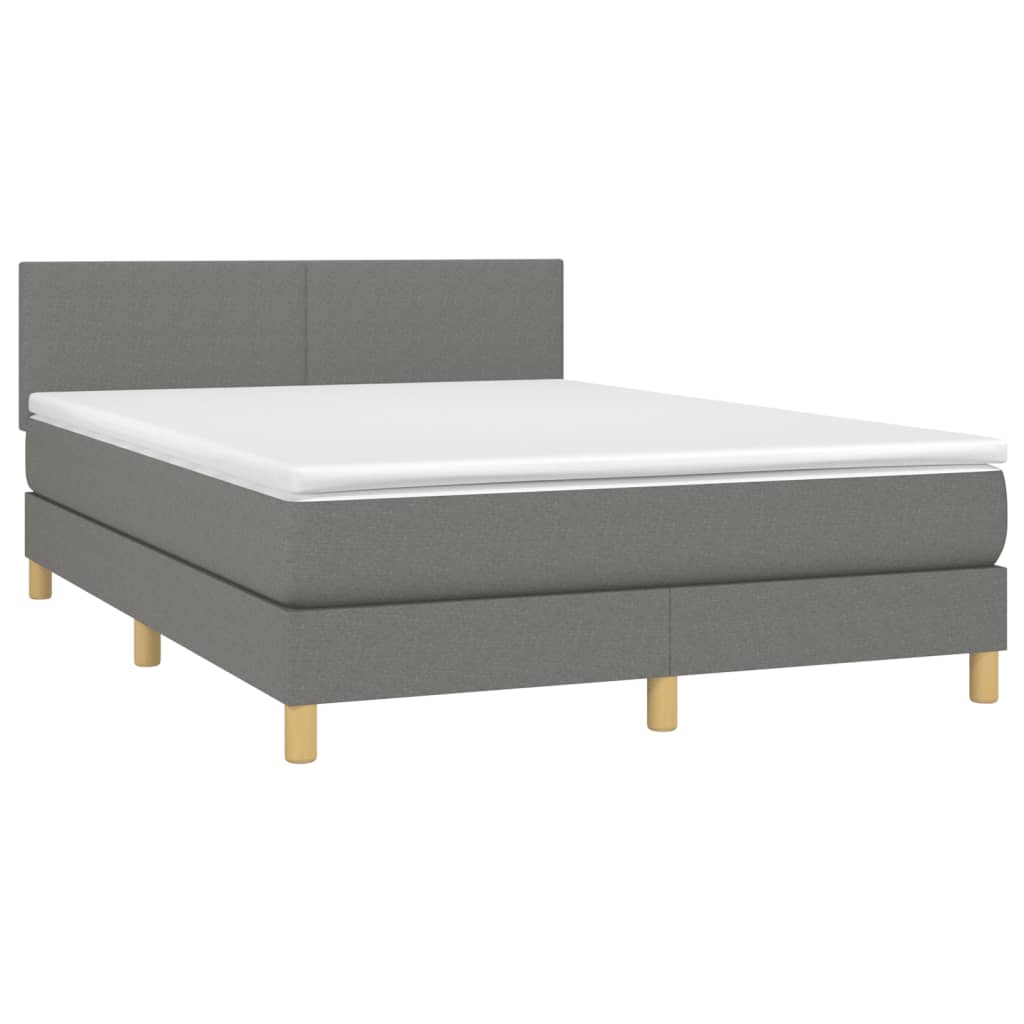 Boxspring met matras en LED stof donkergrijs 140x200 cm is nu te koop bij PeponiXL, paradijselijk wonen!