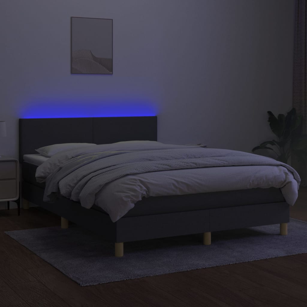 Boxspring met matras en LED stof donkergrijs 140x200 cm is nu te koop bij PeponiXL, paradijselijk wonen!
