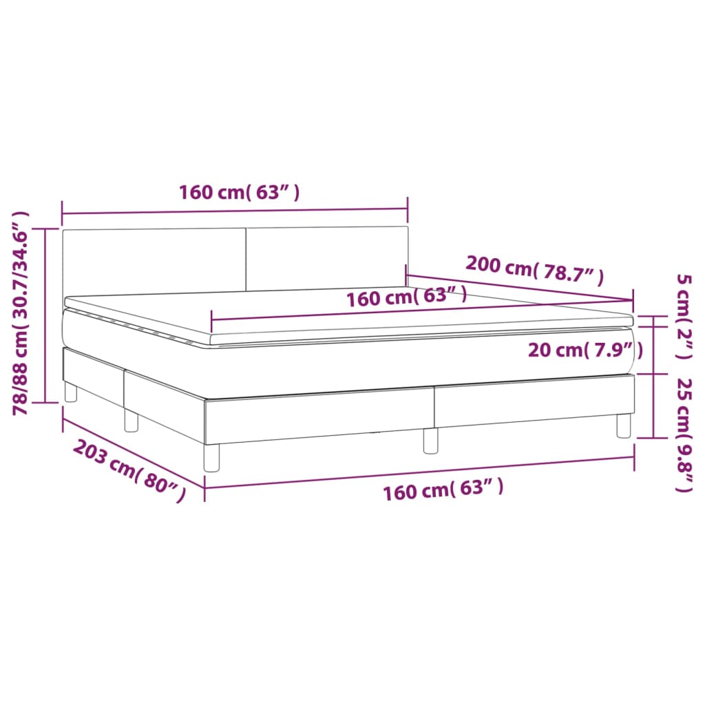 Boxspring met matras en LED stof zwart 160x200 cm is nu te koop bij PeponiXL, paradijselijk wonen!