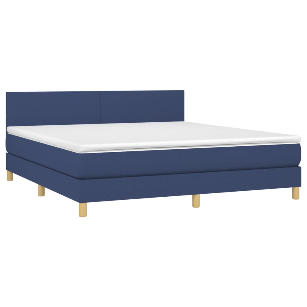 Boxspring met matras en LED stof blauw 160x200 cm is nu te koop bij PeponiXL, paradijselijk wonen!
