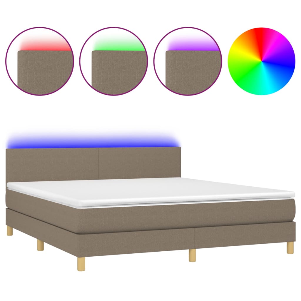 Boxspring met matras en LED stof taupe 180x200 cm is nu te koop bij PeponiXL, paradijselijk wonen!