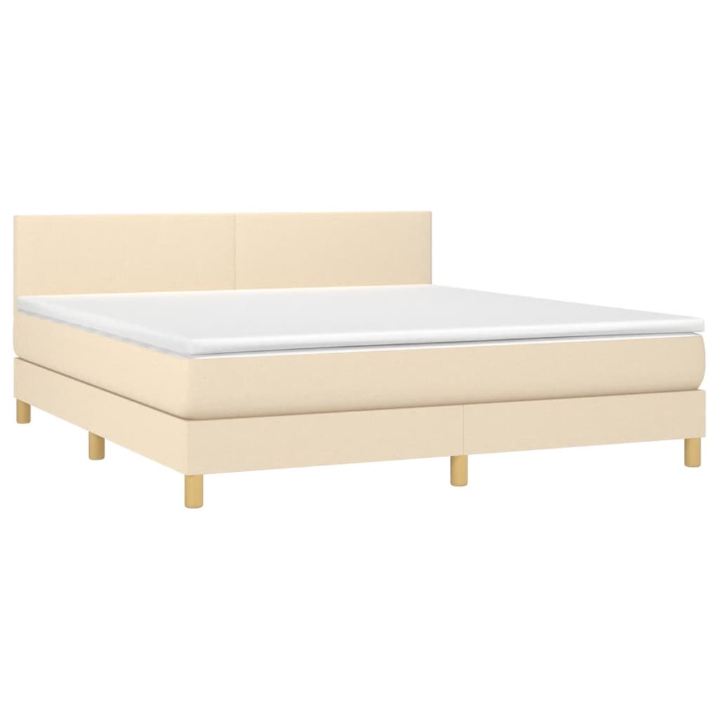 Boxspring met matras en LED stof crèmekleurig 180x200 cm is nu te koop bij PeponiXL, paradijselijk wonen!