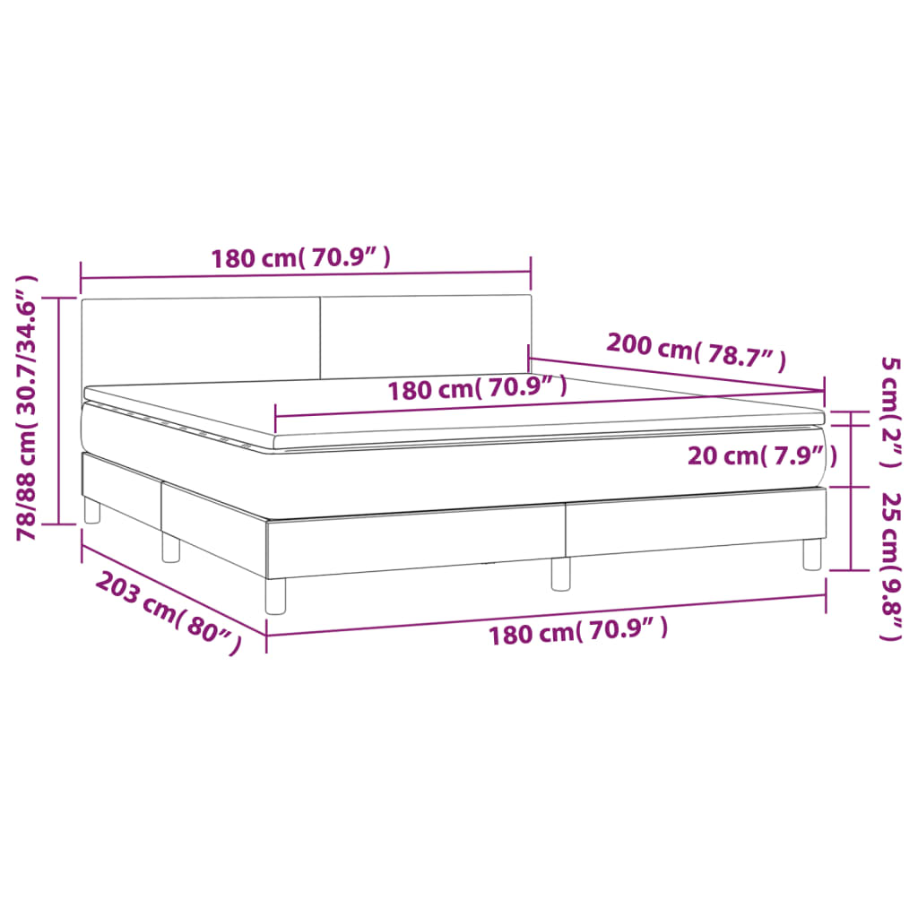 Boxspring met matras en LED stof crèmekleurig 180x200 cm is nu te koop bij PeponiXL, paradijselijk wonen!