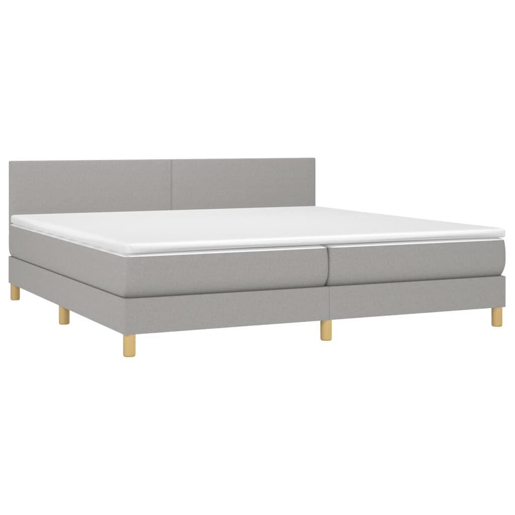 Boxspring met matras en LED stof lichtgrijs 200x200 cm is nu te koop bij PeponiXL, paradijselijk wonen!