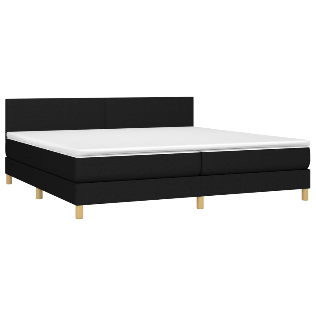 Boxspring met matras en LED stof zwart 200x200 cm is nu te koop bij PeponiXL, paradijselijk wonen!