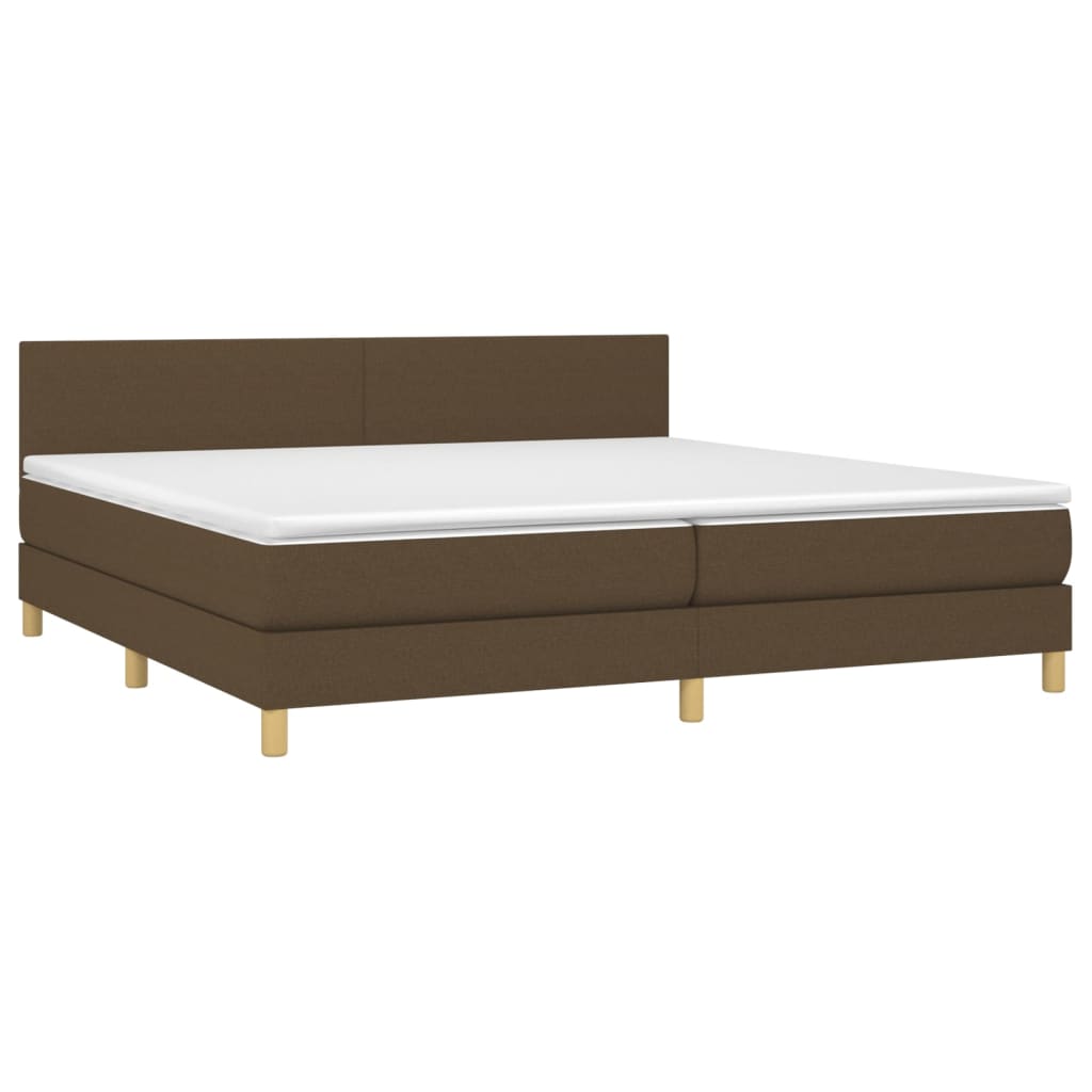 Boxspring met matras en LED stof donkerbruin 200x200 cm is nu te koop bij PeponiXL, paradijselijk wonen!