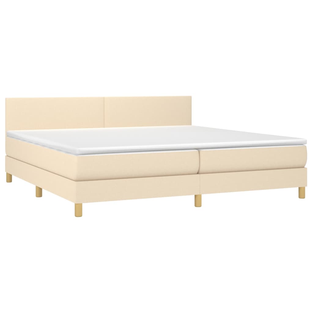 Boxspring met matras en LED stof crèmekleurig 200x200 cm is nu te koop bij PeponiXL, paradijselijk wonen!