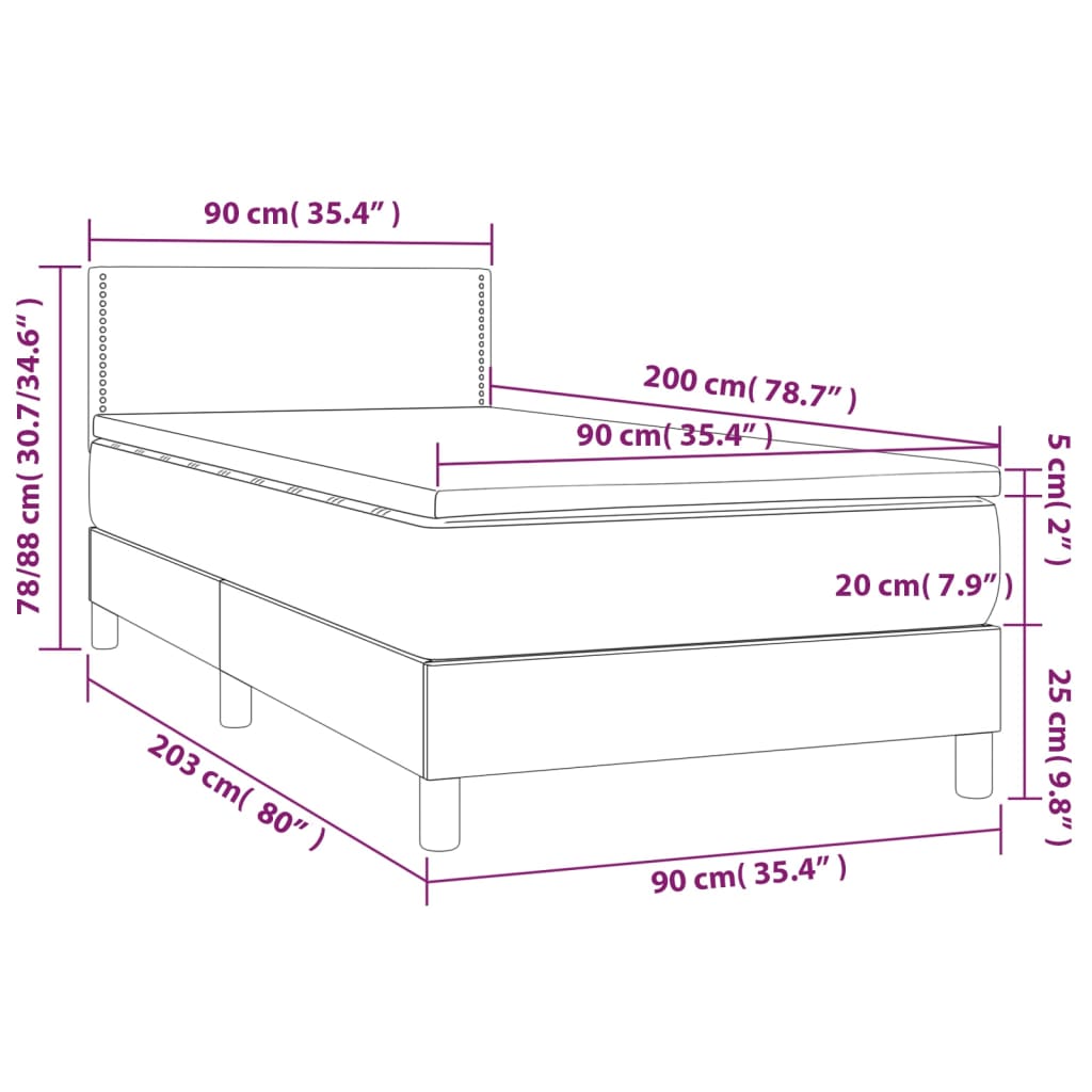 Boxspring met matras en LED stof donkergrijs 90x200 cm is nu te koop bij PeponiXL, paradijselijk wonen!