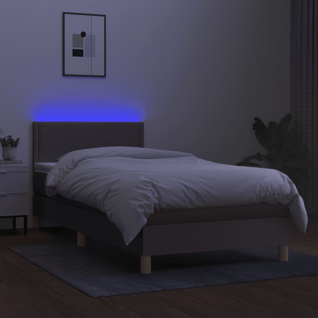 Boxspring met matras en LED stof taupe 80x200 cm is nu te koop bij PeponiXL, paradijselijk wonen!