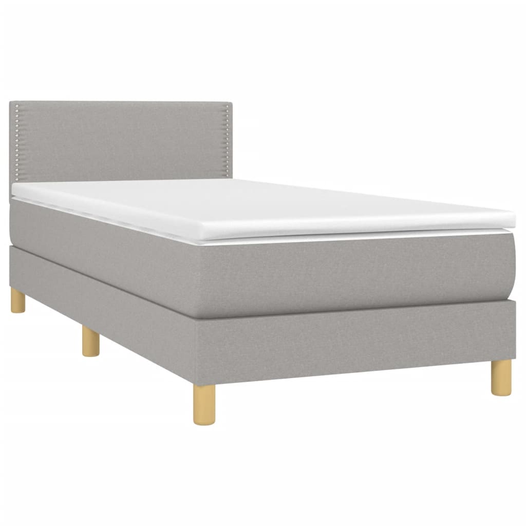 Boxspring met matras en LED stof lichtgrijs 100x200 cm is nu te koop bij PeponiXL, paradijselijk wonen!