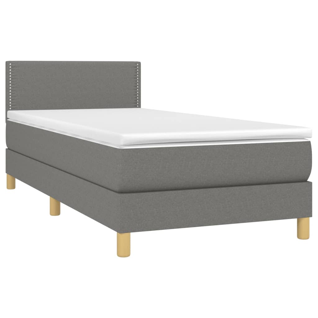 Boxspring met matras en LED stof donkergrijs 100x200 cm is nu te koop bij PeponiXL, paradijselijk wonen!