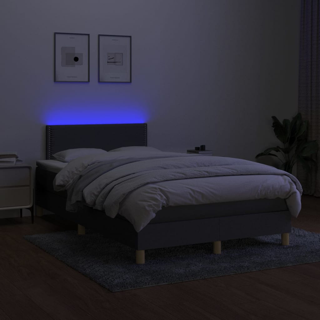 Boxspring met matras en LED stof donkergrijs 120x200 cm is nu te koop bij PeponiXL, paradijselijk wonen!