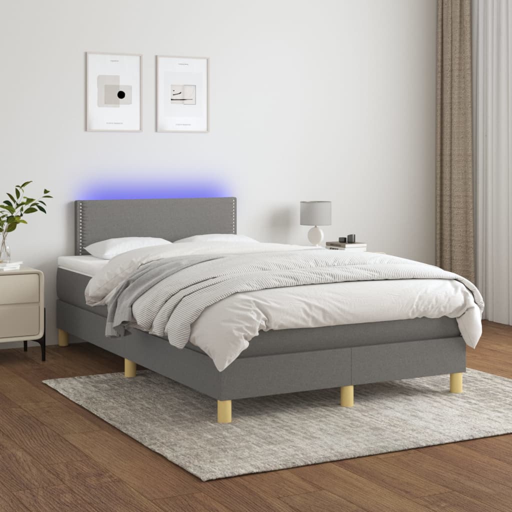 Boxspring met matras en LED stof donkergrijs 120x200 cm is nu te koop bij PeponiXL, paradijselijk wonen!
