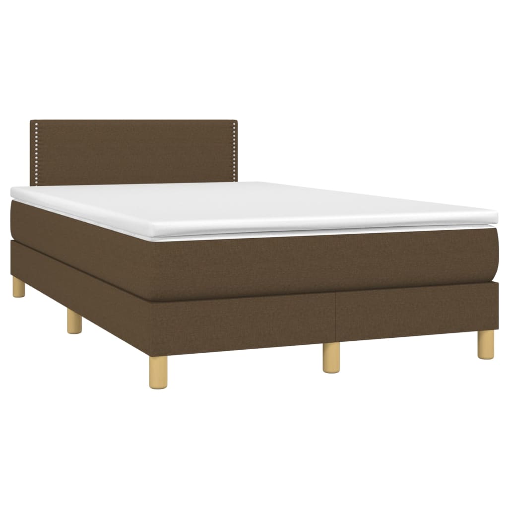Boxspring met matras en LED stof donkerbruin 120x200 cm is nu te koop bij PeponiXL, paradijselijk wonen!