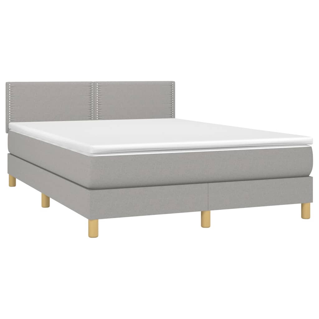 Boxspring met matras en LED stof lichtgrijs 140x190 cm is nu te koop bij PeponiXL, paradijselijk wonen!
