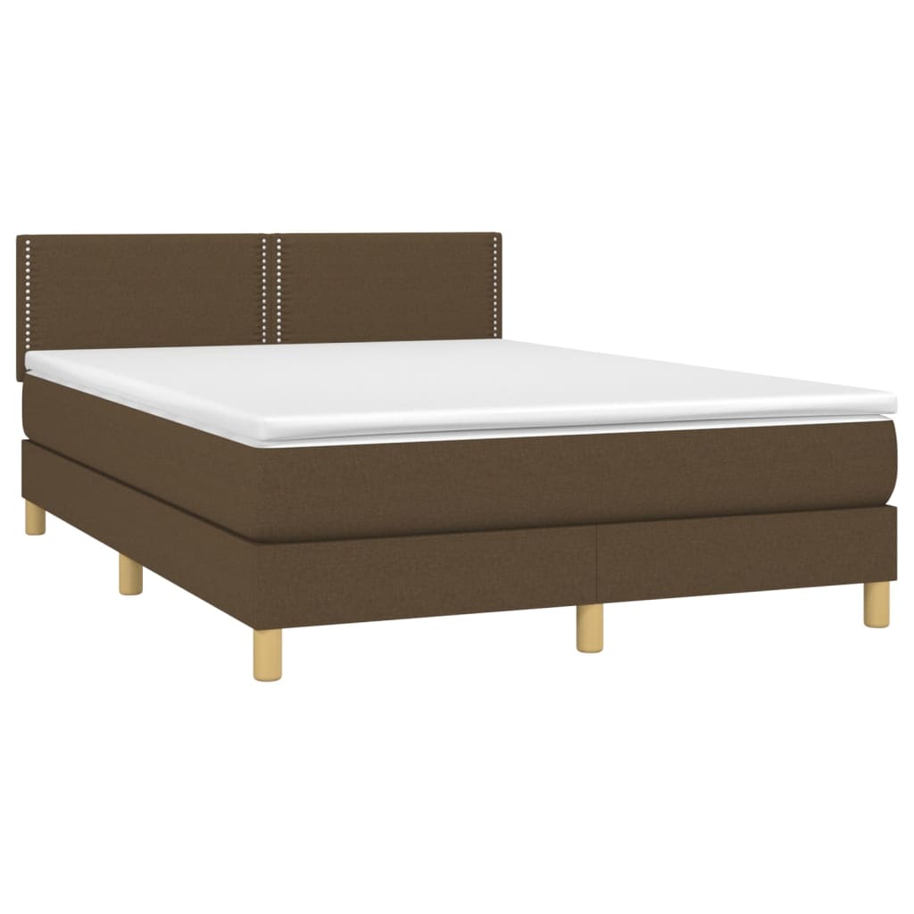 Boxspring met matras en LED stof donkerbruin 140x190 cm is nu te koop bij PeponiXL, paradijselijk wonen!