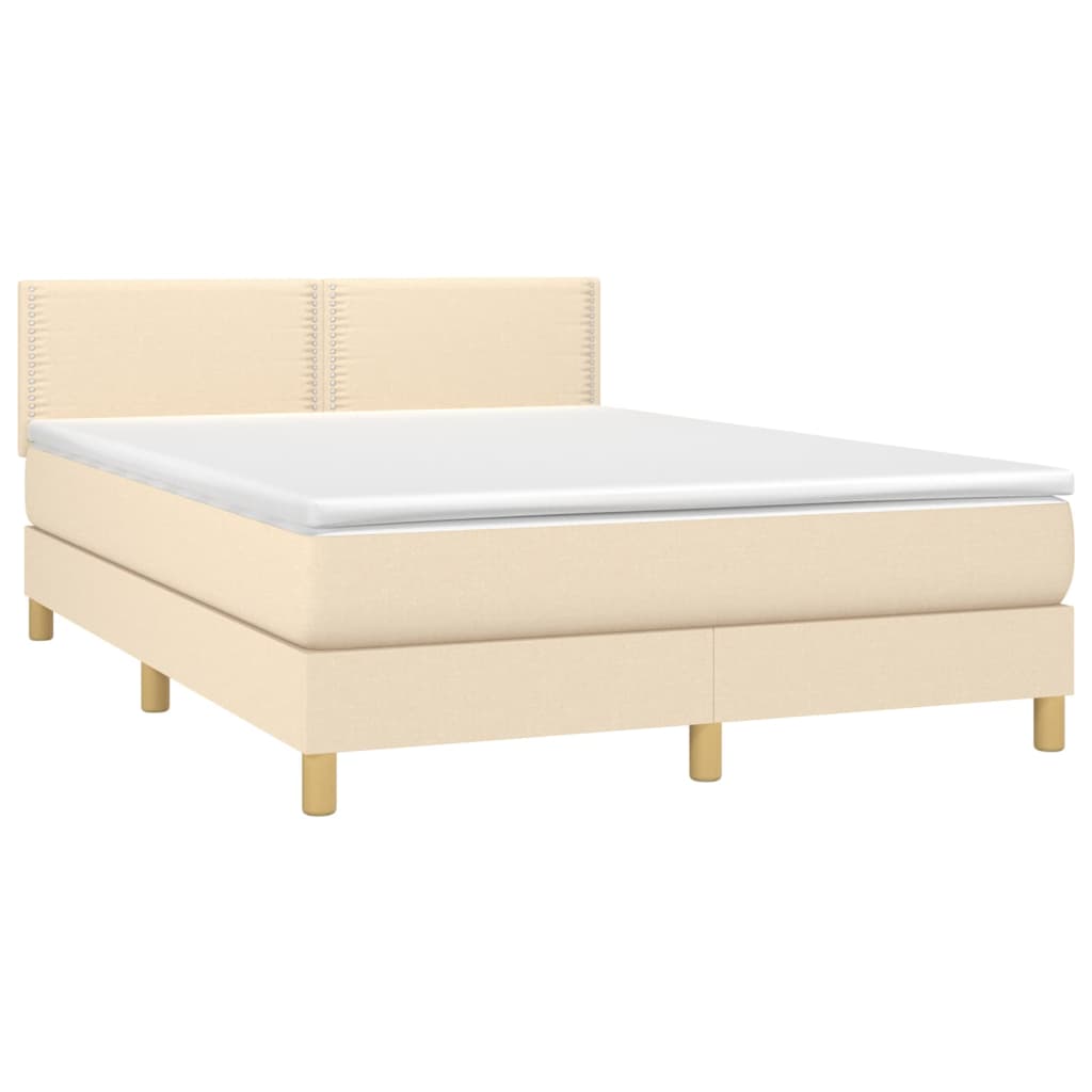 Boxspring met matras en LED stof crèmekleurig 140x190 cm is nu te koop bij PeponiXL, paradijselijk wonen!