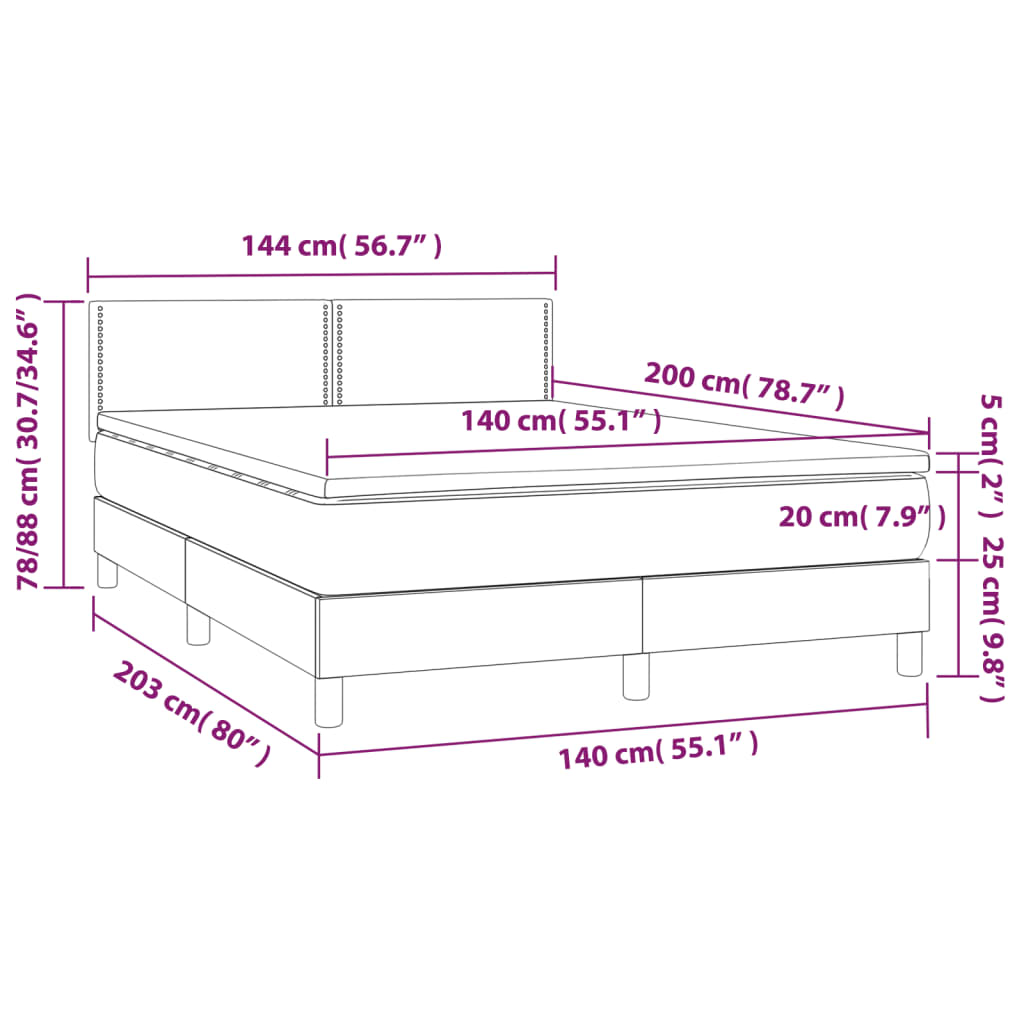 Boxspring met matras en LED stof donkergrijs 140x200 cm is nu te koop bij PeponiXL, paradijselijk wonen!