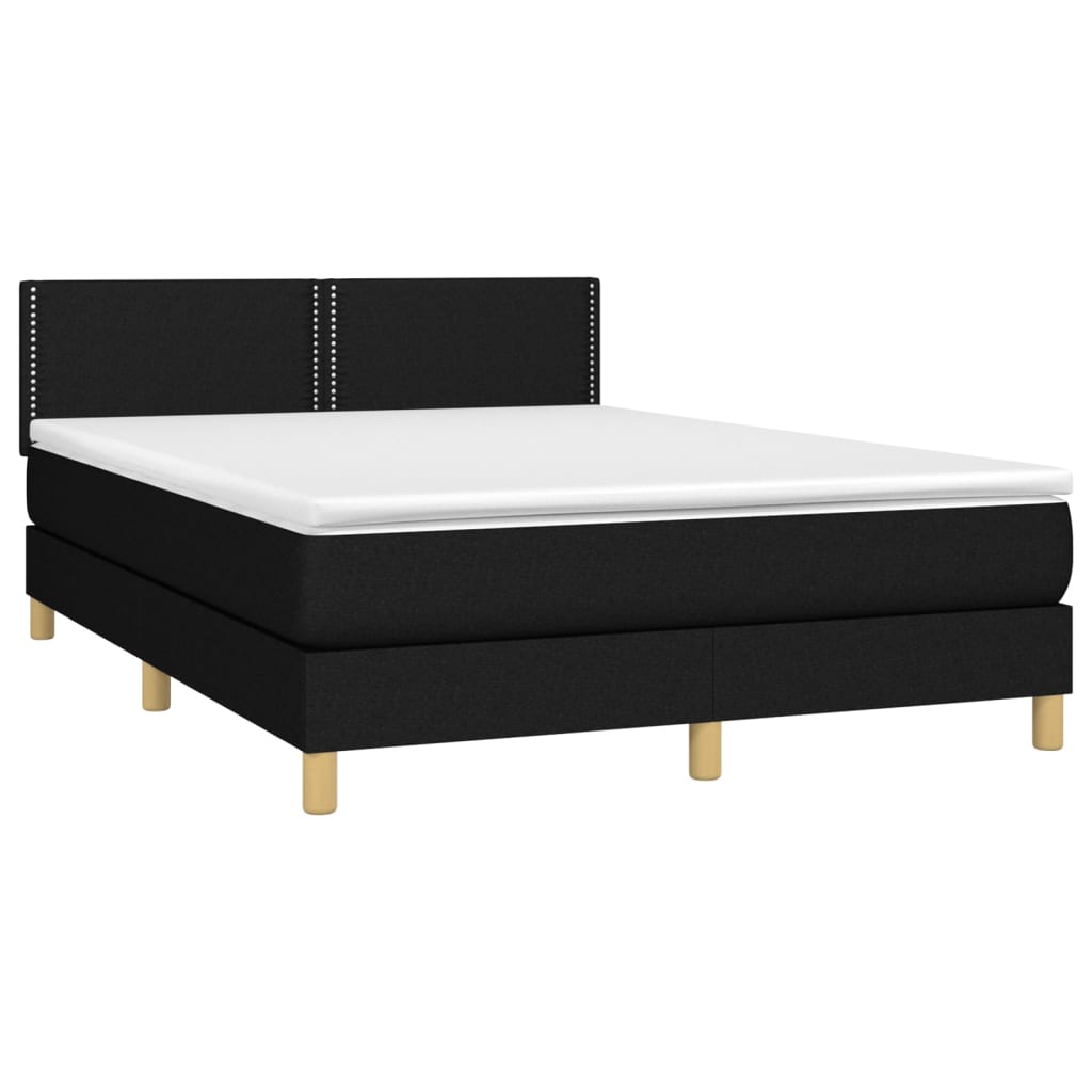 Boxspring met matras en LED stof zwart 140x200 cm is nu te koop bij PeponiXL, paradijselijk wonen!