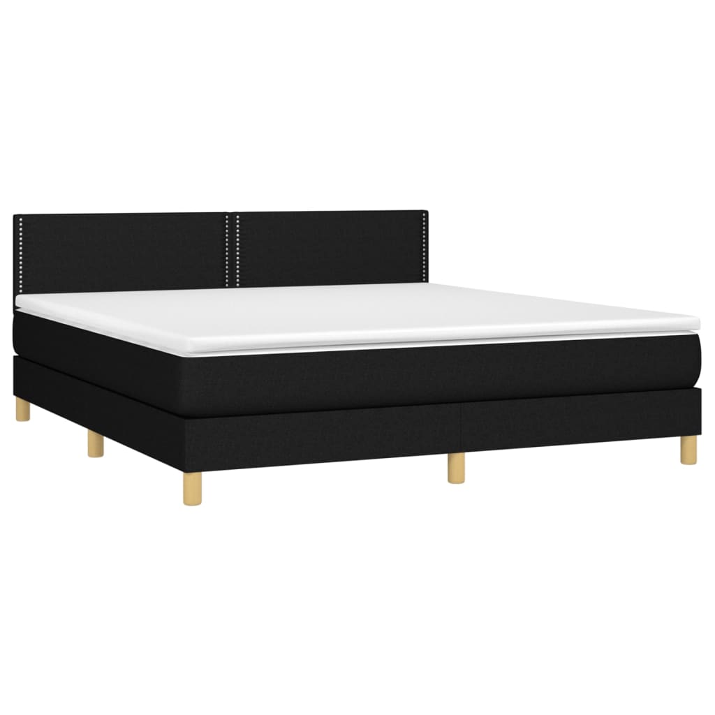 Boxspring met matras en LED stof zwart 160x200 cm is nu te koop bij PeponiXL, paradijselijk wonen!
