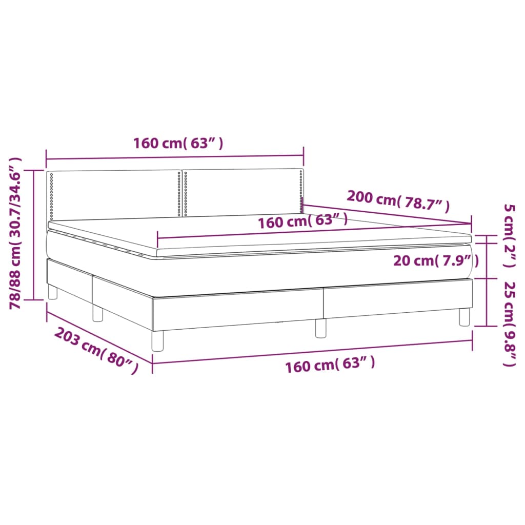 Boxspring met matras en LED stof zwart 160x200 cm is nu te koop bij PeponiXL, paradijselijk wonen!