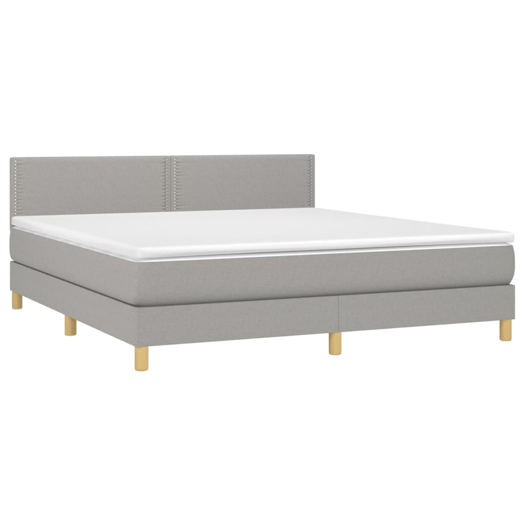 Boxspring met matras en LED stof lichtgrijs 180x200 cm is nu te koop bij PeponiXL, paradijselijk wonen!