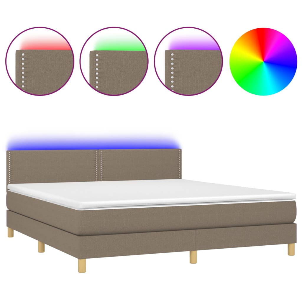 Boxspring met matras en LED stof taupe 180x200 cm is nu te koop bij PeponiXL, paradijselijk wonen!