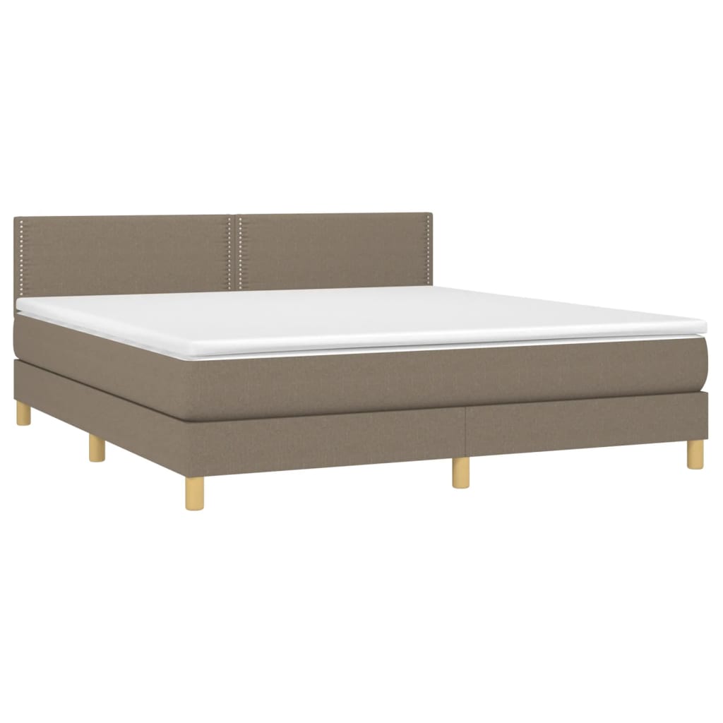 Boxspring met matras en LED stof taupe 180x200 cm is nu te koop bij PeponiXL, paradijselijk wonen!