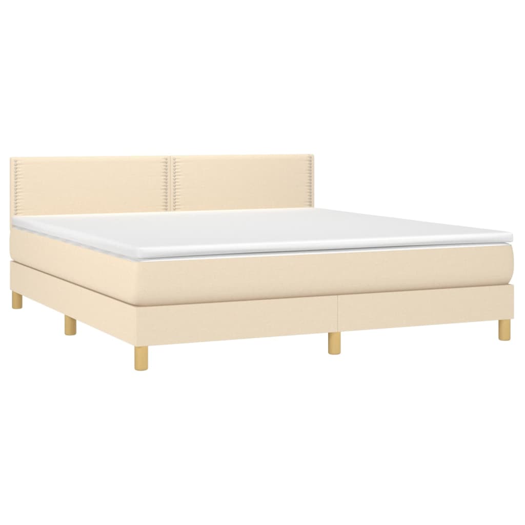 Boxspring met matras en LED stof crèmekleurig 180x200 cm is nu te koop bij PeponiXL, paradijselijk wonen!