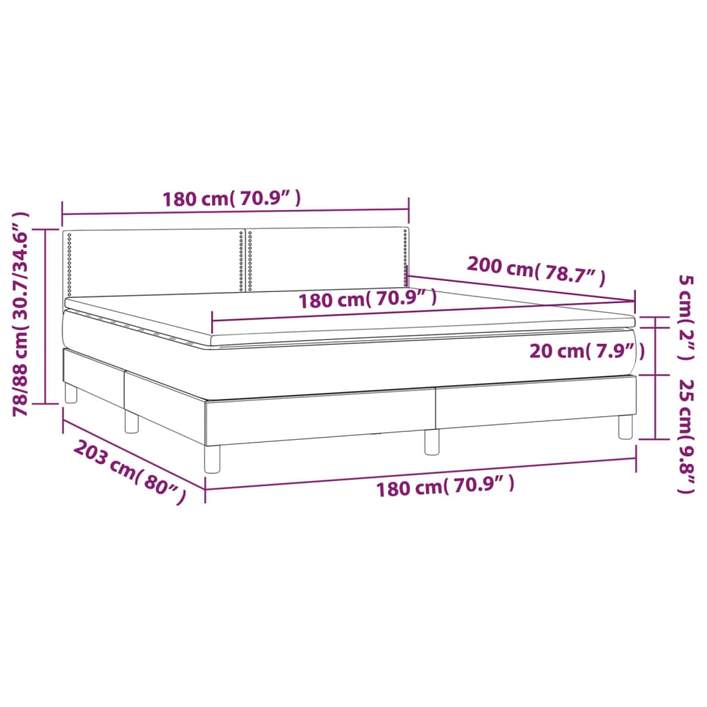 Boxspring met matras en LED stof crèmekleurig 180x200 cm is nu te koop bij PeponiXL, paradijselijk wonen!