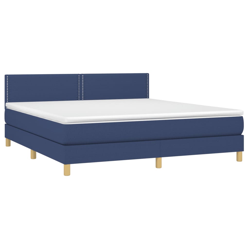 Boxspring met matras en LED stof blauw 180x200 cm is nu te koop bij PeponiXL, paradijselijk wonen!