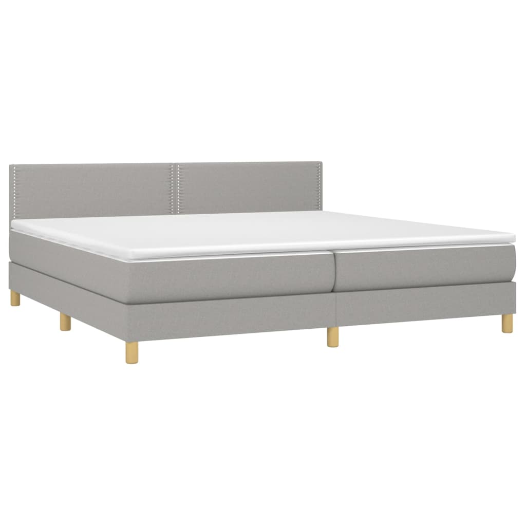 Boxspring met matras en LED stof lichtgrijs 200x200 cm is nu te koop bij PeponiXL, paradijselijk wonen!